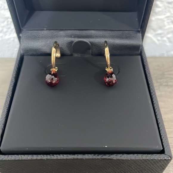 Garnet Hoop 14K Earrings - Picture 2 of 5